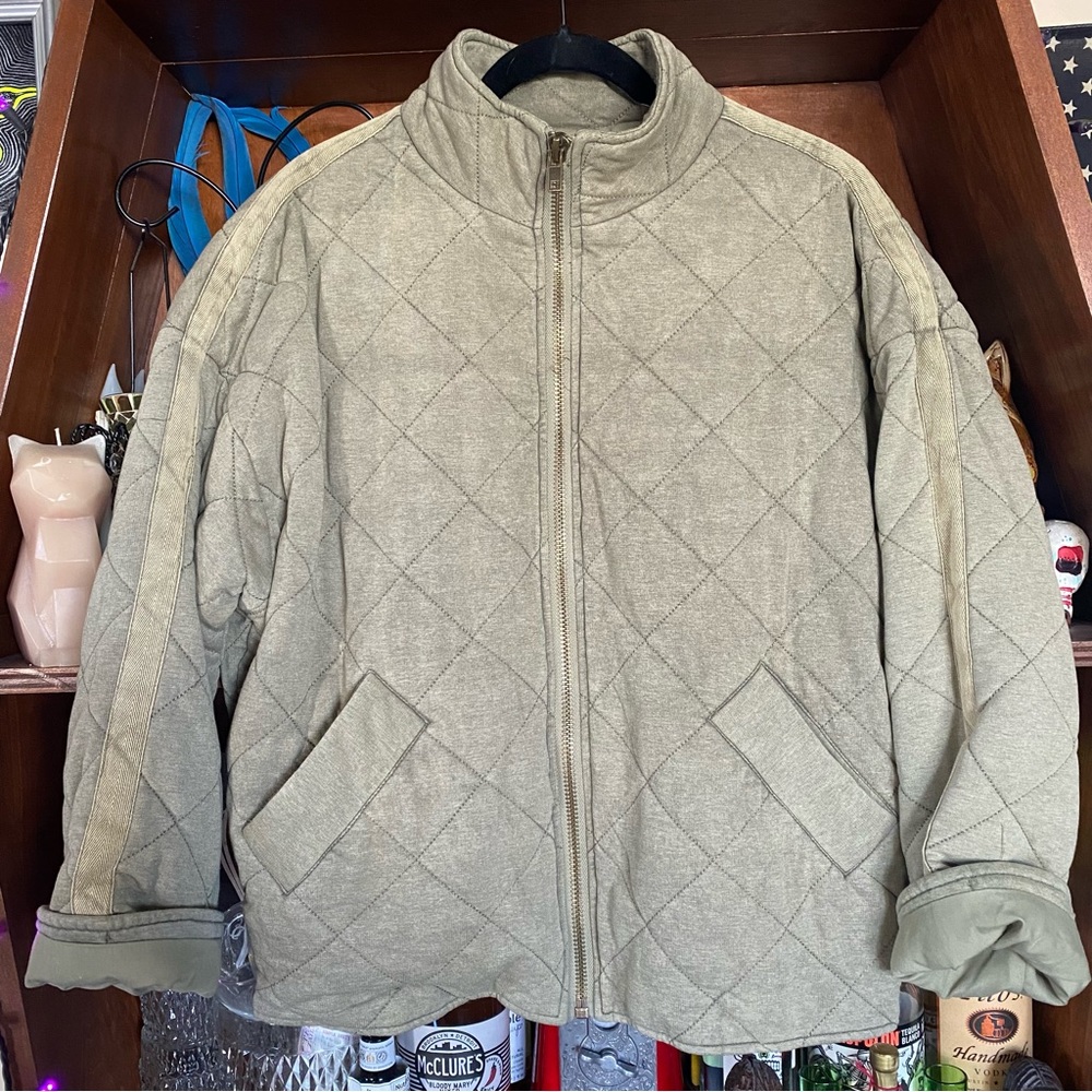 Bagatelle - French Terry Diamond Quilted Jacket - Sage - Women’s XS
